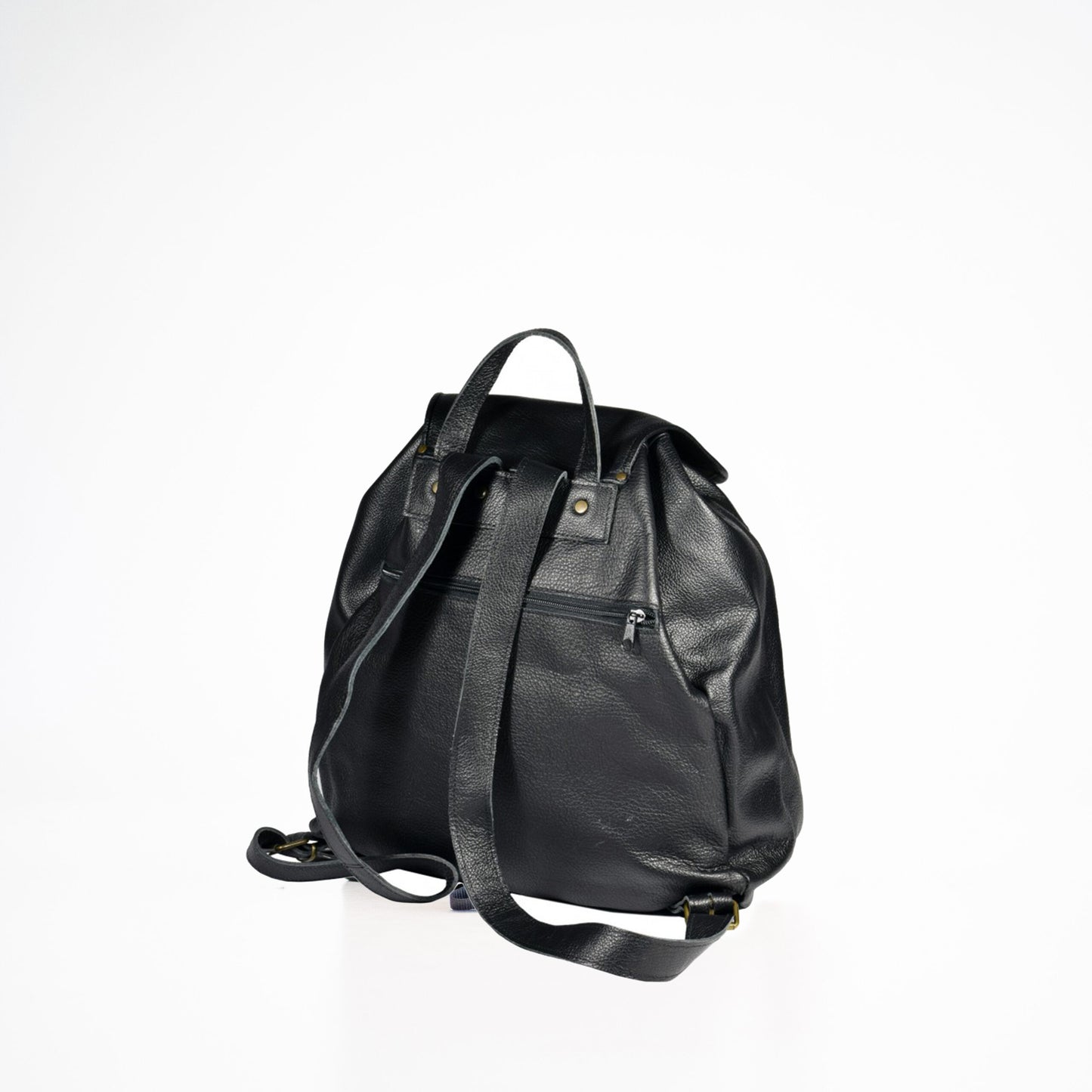 Handmade Leather Backpack 95-38 - Black