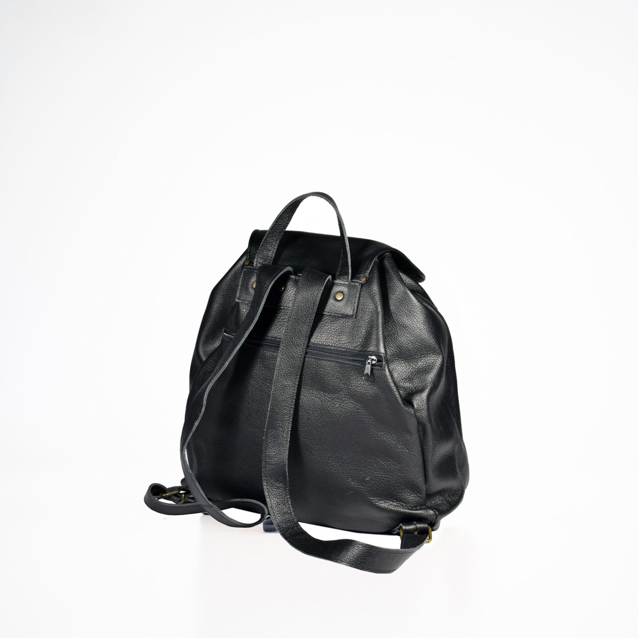 Handmade Leather Backpack 95-38 - Black
