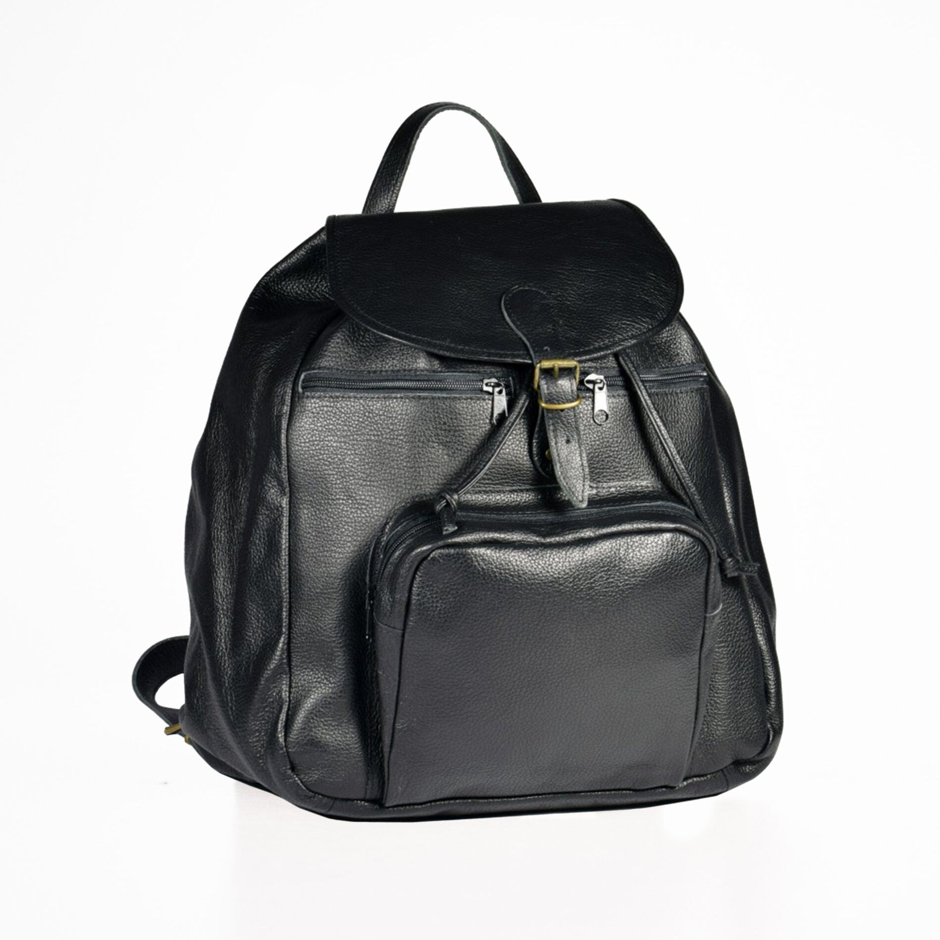 Handmade Leather Backpack 95-38 - Black