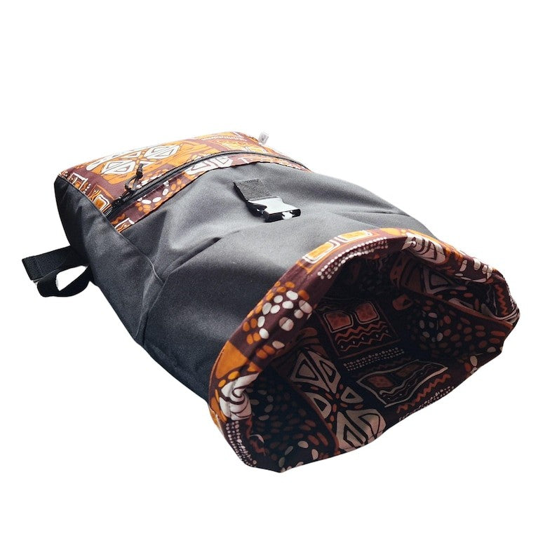 Waterproof Rolltop Backpack - Orange Pattern