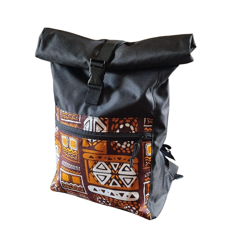 Waterproof Rolltop Backpack - Orange Pattern