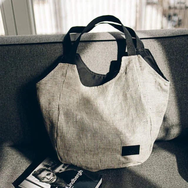 Striped Linen Tote Bag - Aslook.com