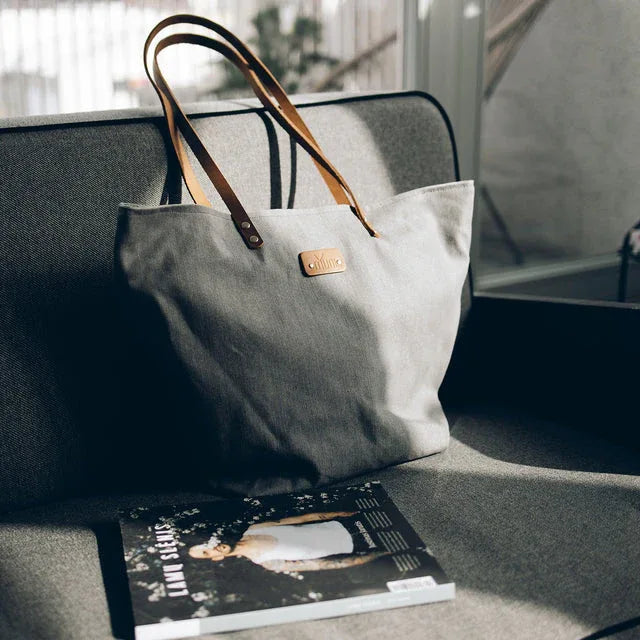 Grey Denim Tote Bag - Aslook.com