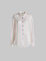 Charlie Oversized-Hemd in Jelly Bean – Gestreifte Seide 