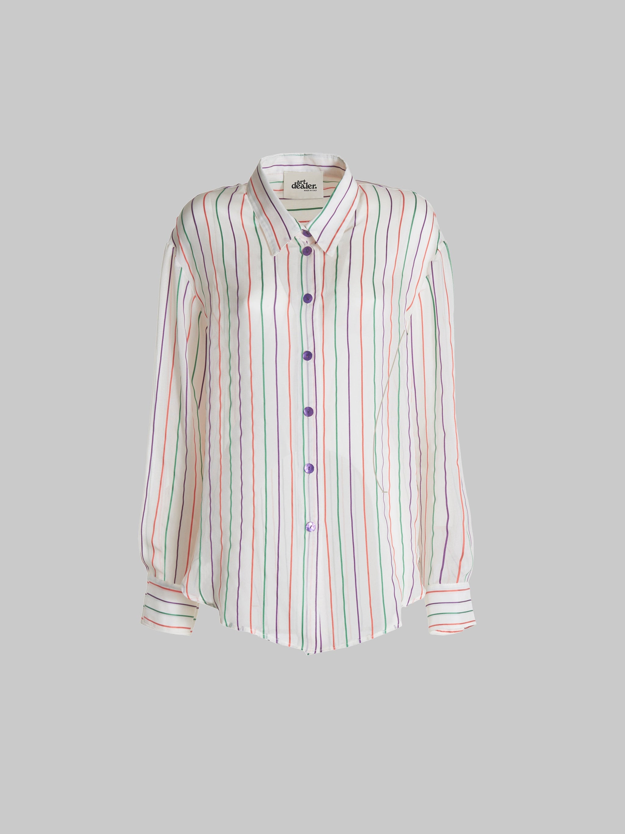 Charlie Oversized-Hemd in Jelly Bean – Gestreifte Seide 