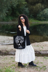 HANDBAG NAOMI WITH FLORAL HAIRCUT - BLACK - Aslook.com