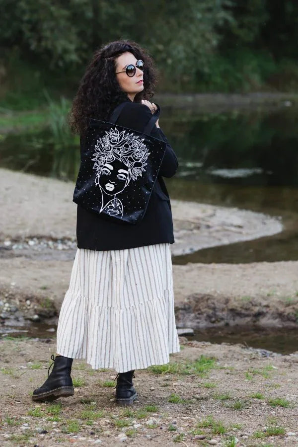 HANDBAG NAOMI WITH FLORAL HAIRCUT - BLACK - Aslook.com