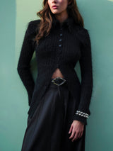 Mabel Cardigan in Schwarz Onyx – Mohair- und Alpakawolle