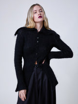 Mabel Cardigan in Schwarz Onyx – Mohair- und Alpakawolle