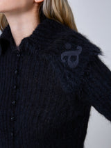 Mabel Cardigan in Schwarz Onyx – Mohair- und Alpakawolle