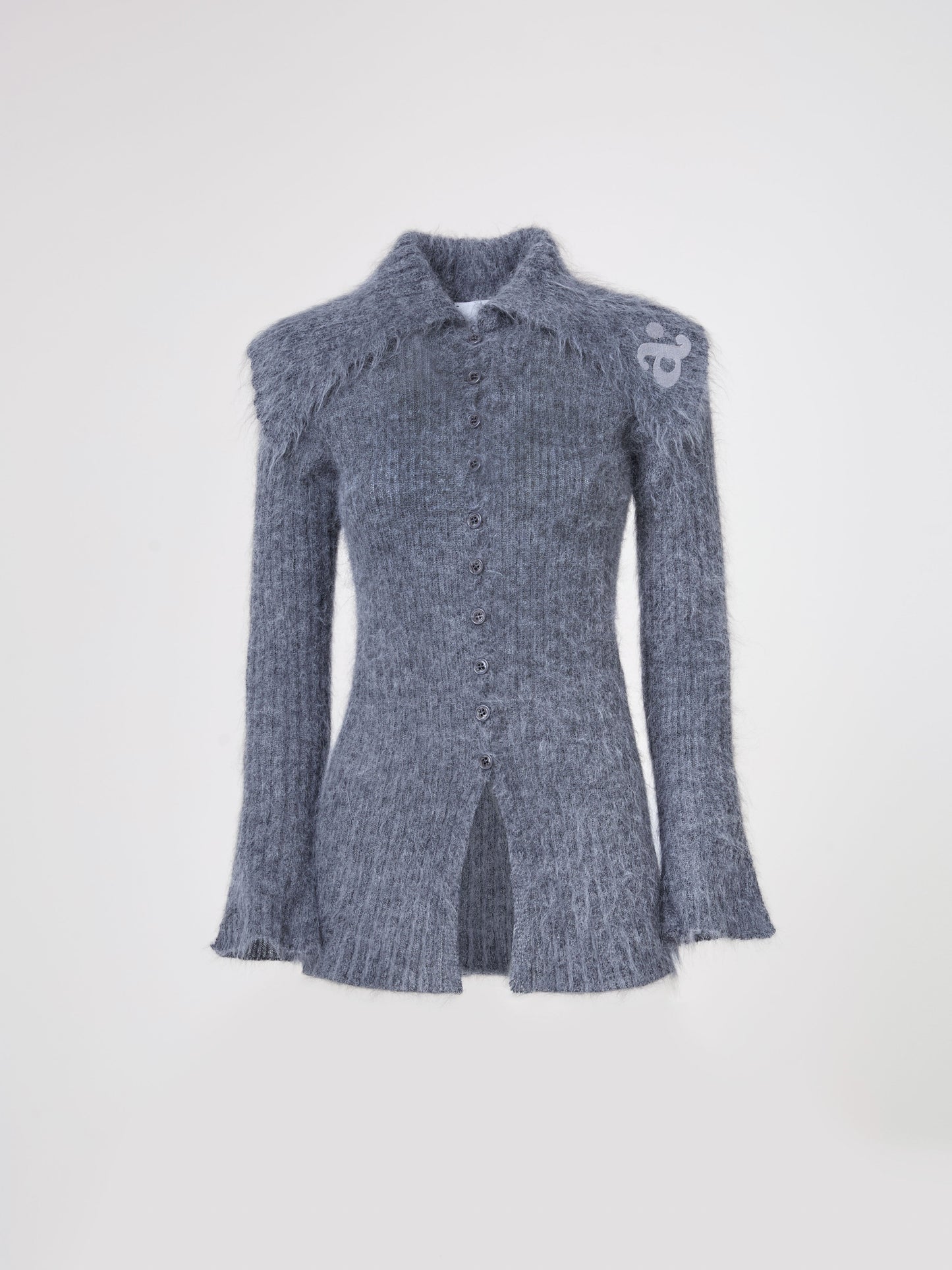 Mabel Cardigan in Flintgrau – Mohair- und Alpakawolle