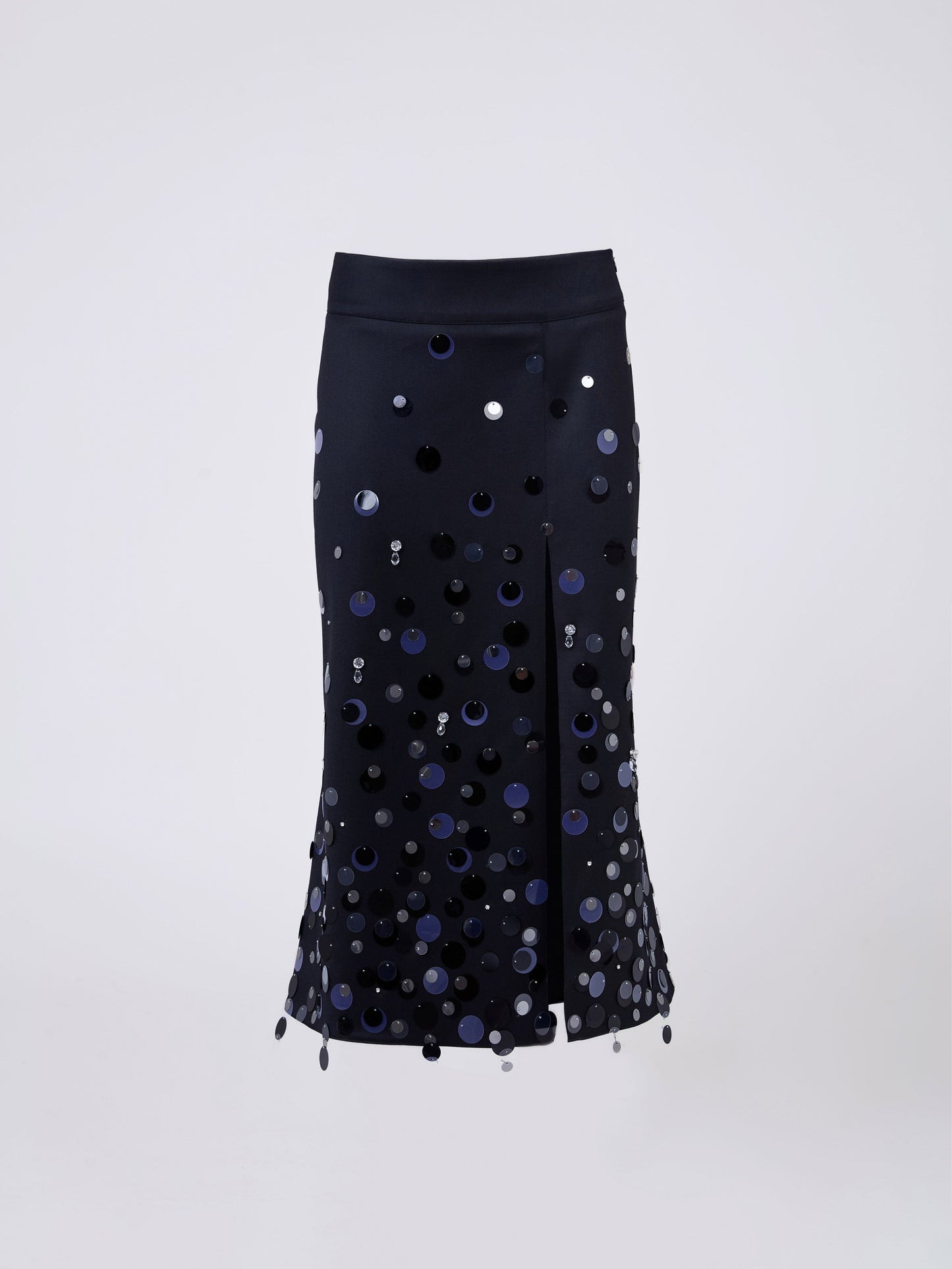 Gonna midi Julia in onice nero – Paillettes ricamate a mano