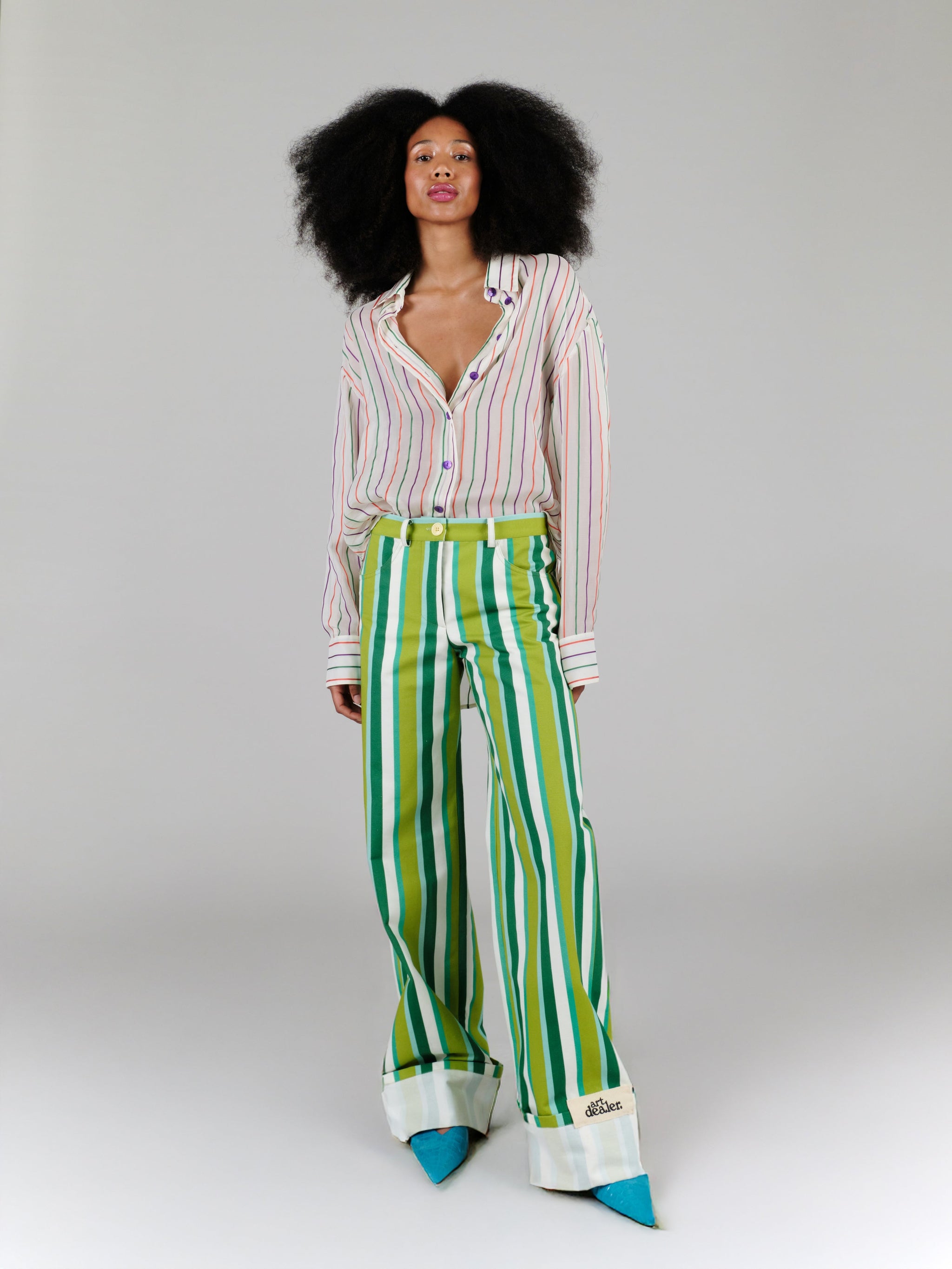 Charlie Oversized-Hemd in Jelly Bean – Gestreifte Seide 