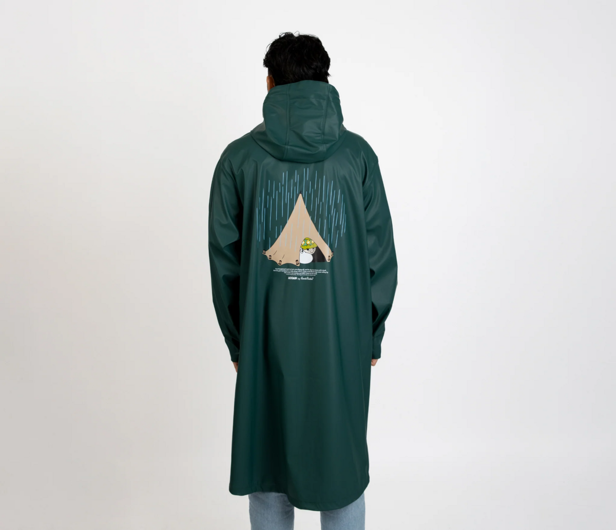Moomin Adventure Unisex Rain Jacket – Dark Green Waterproof Windbreaker