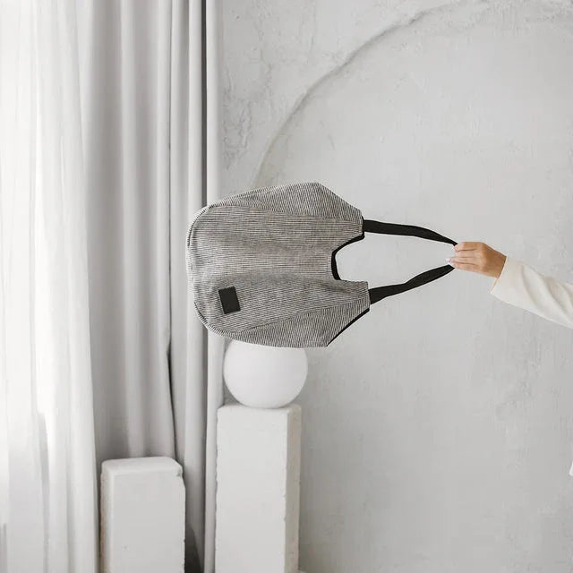 Striped Linen Tote Bag - Aslook.com