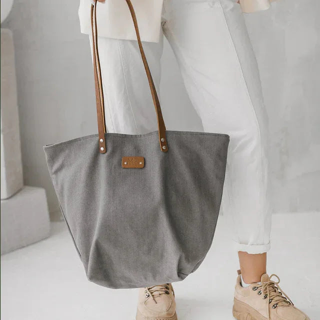 Grey Denim Tote Bag - Aslook.com