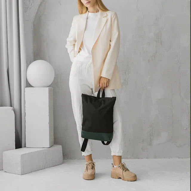 Waterproof Backpack with Green Leather Bottom - Aslook.com