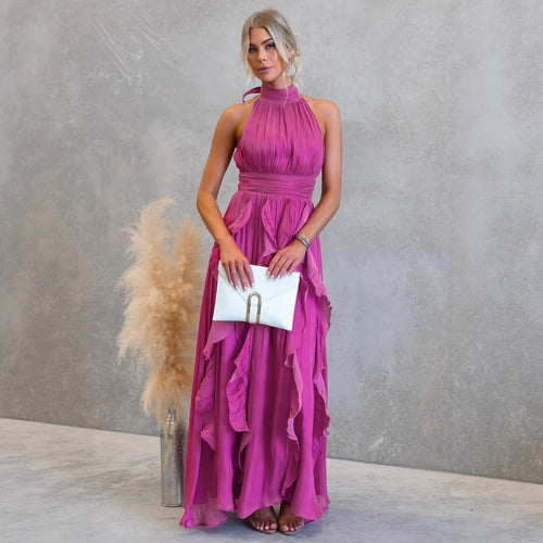 Frühling Sommer Gebundenes Lotusblattkleid Lässiges Urlaubskleid Damen