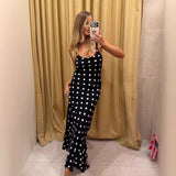 Sommerkleid Tupfenmuster Tailliert Etui Sexy Rüschen
