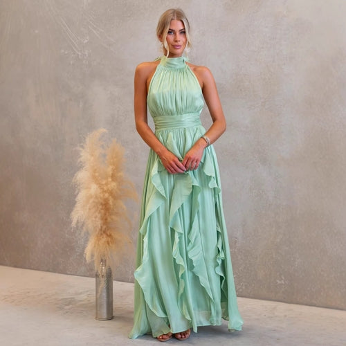 Frühling Sommer Gebundenes Lotusblattkleid Lässiges Urlaubskleid Damen