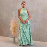 Frühling Sommer Gebundenes Lotusblattkleid Lässiges Urlaubskleid Damen