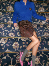 Tabitha Minirock in Kastanienbraun mit handgestickten Pailletten