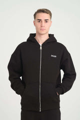 Basic Heavyweight Zipper Hoodie - Black - Aslook.com