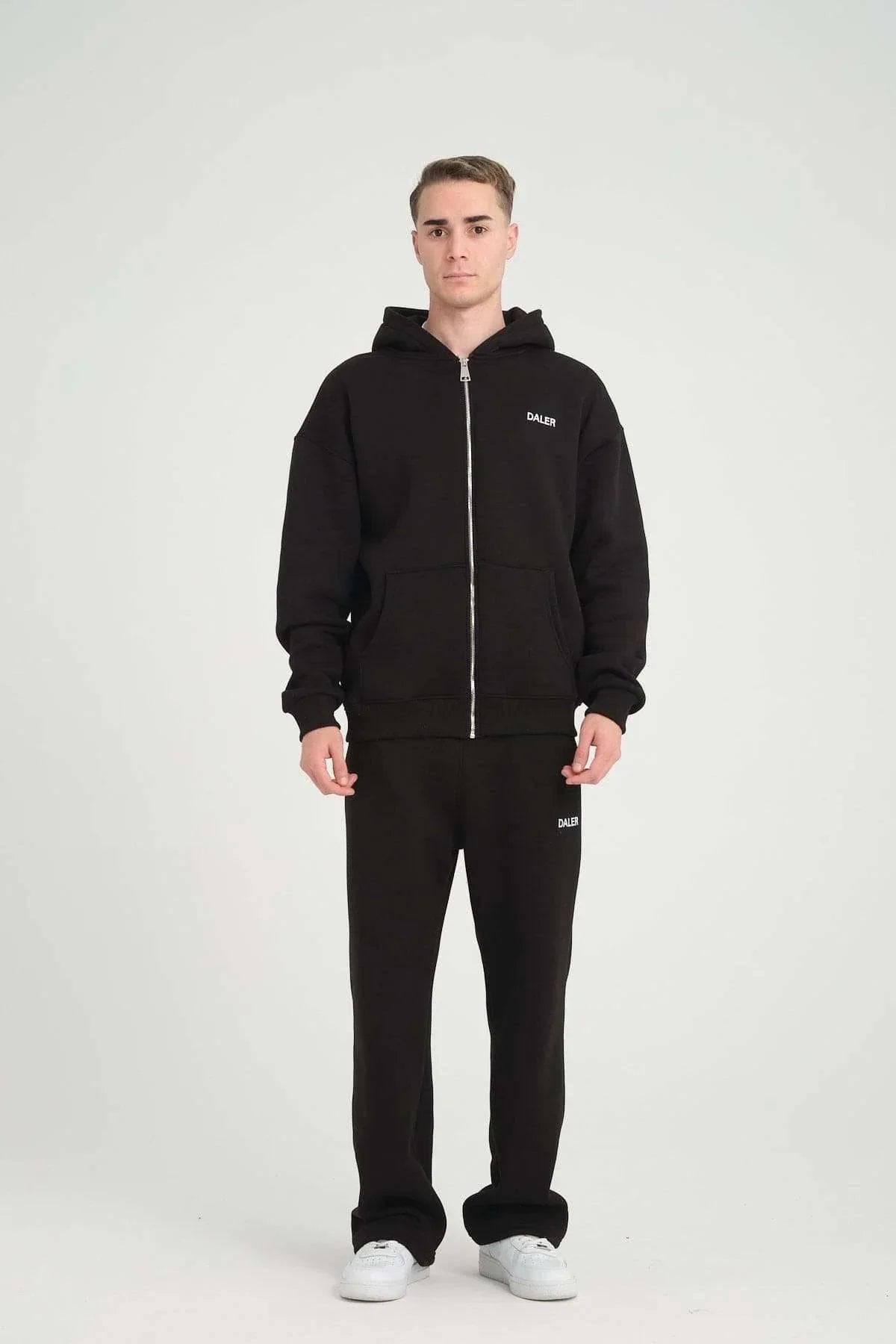 Basic Heavyweight Zipper Hoodie - Black - Aslook.com