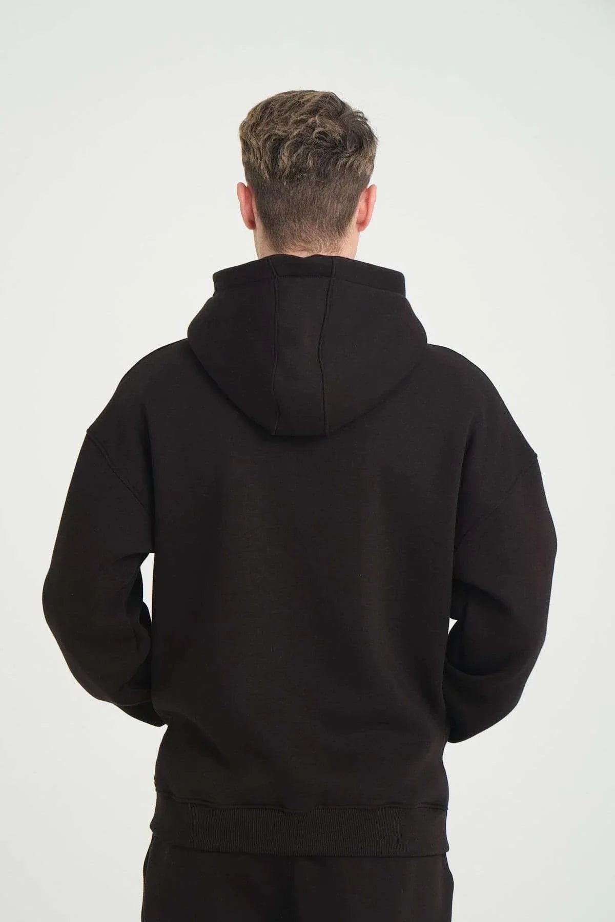 Basic Heavyweight Zipper Hoodie - Black - Aslook.com