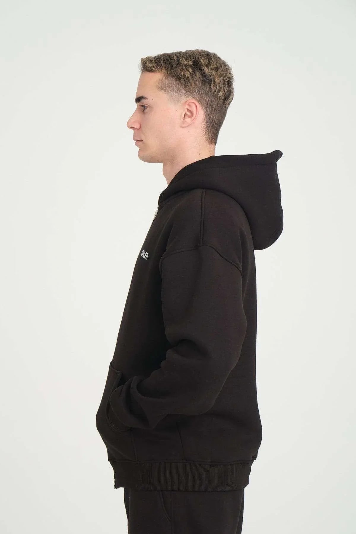 Basic Heavyweight Zipper Hoodie - Black - Aslook.com