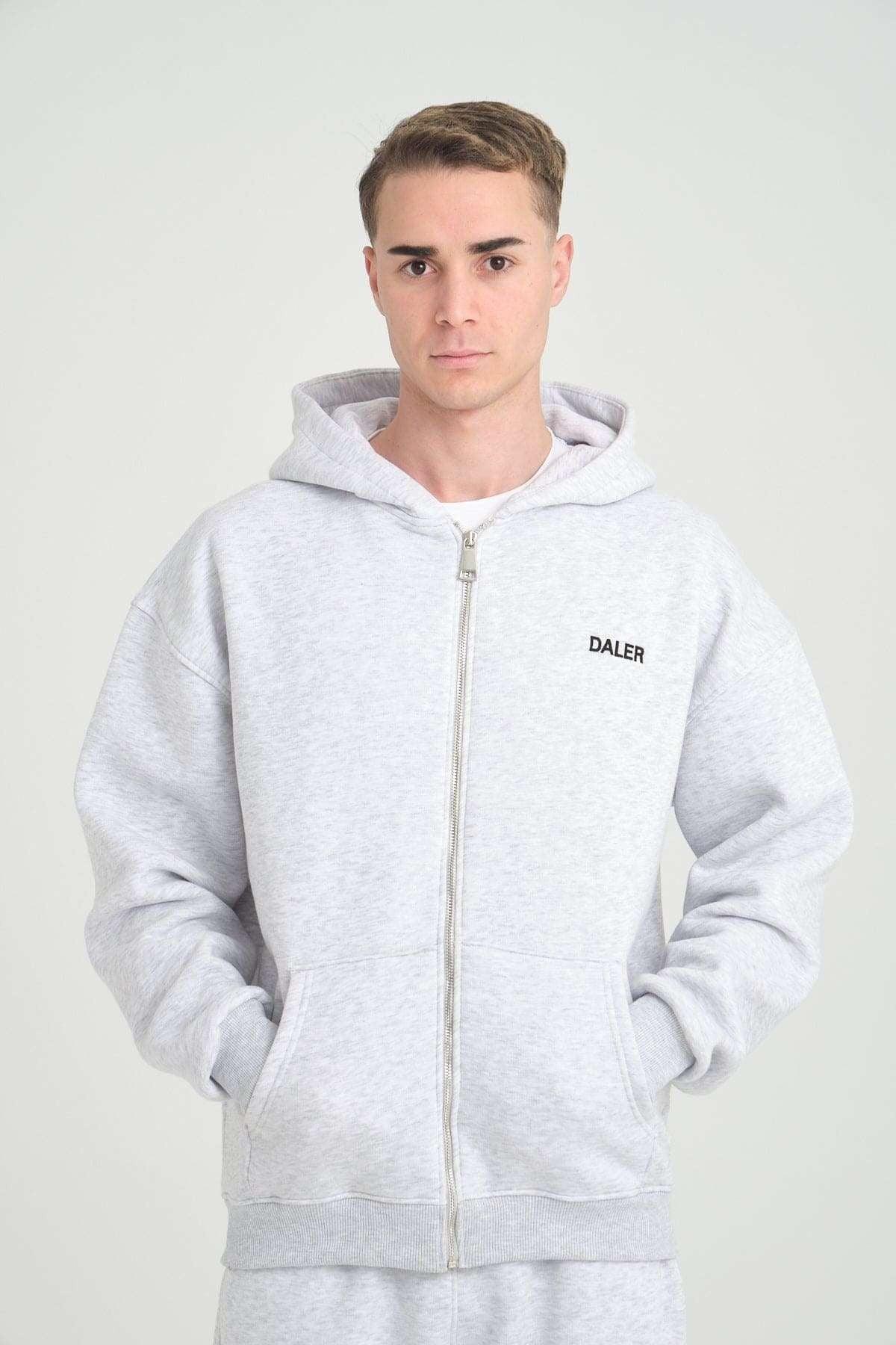 Basic Heavyweight Zipper Hoodie - Grey Melange - Aslook.com