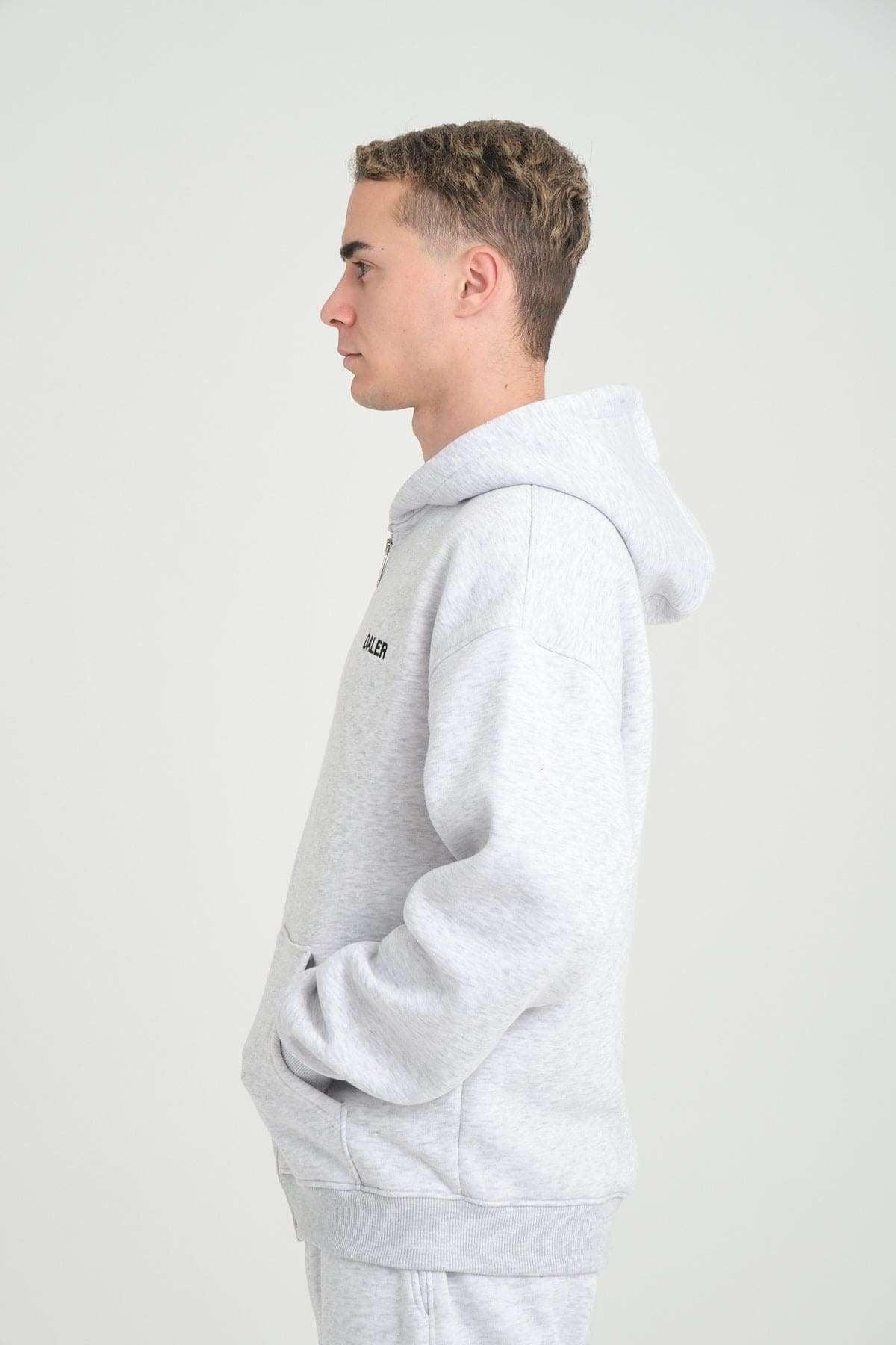 Basic Heavyweight Zipper Hoodie - Grey Melange - Aslook.com