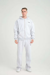 Basic Heavyweight Zipper Hoodie - Grey Melange - Aslook.com