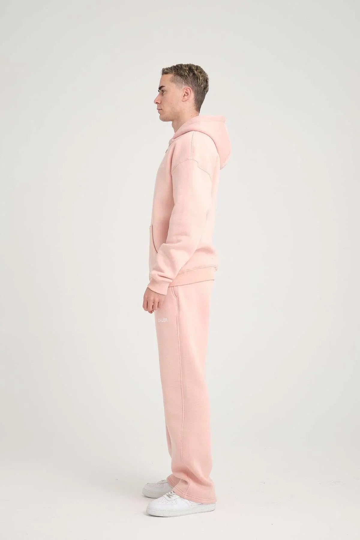 Basic Heavyweight Zipper Hoodie - Pink - Aslook.com