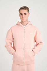 Basic Heavyweight Zipper Hoodie - Pink - Aslook.com