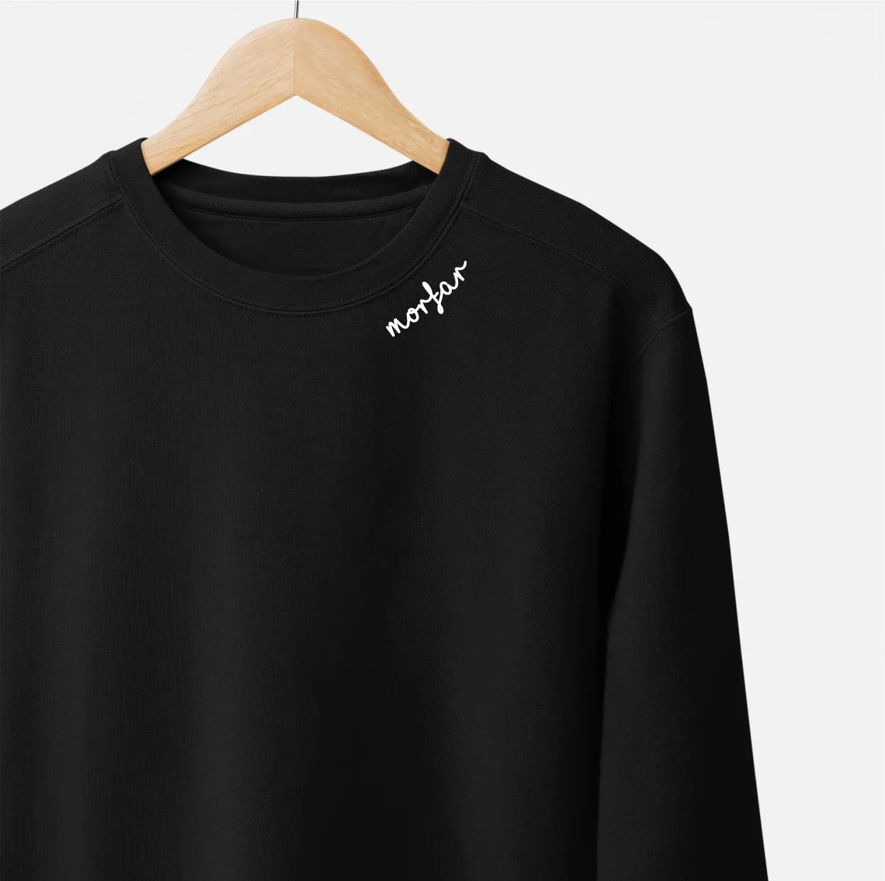 Embroidered Collar Organic Cotton Sweatshirt "Morfar" (SE) - Aslook.com