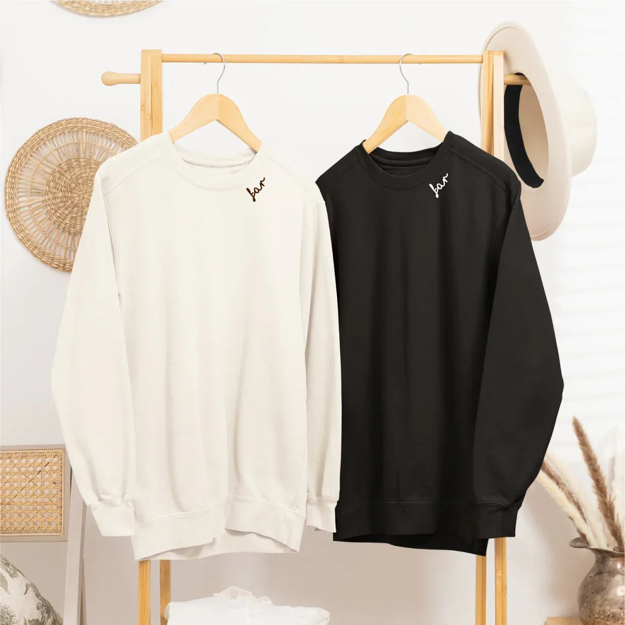 Embroidered Collar Organic Cotton Sweatshirt "Far" (SE) - Aslook.com