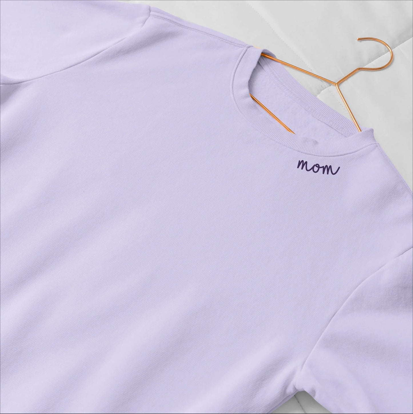 Embroidered Collar Organic Cotton Sweatshirt "Mom" - Aslook.com