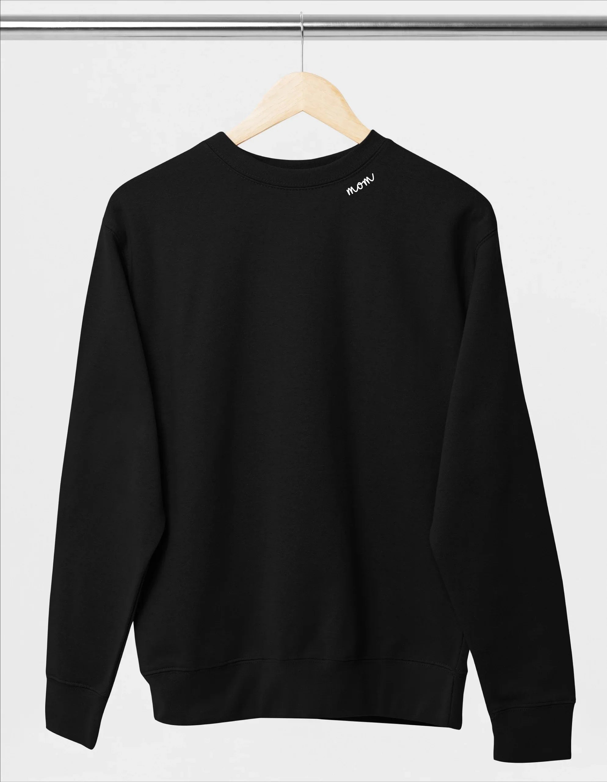 Embroidered Collar Organic Cotton Sweatshirt "Mom" - Aslook.com