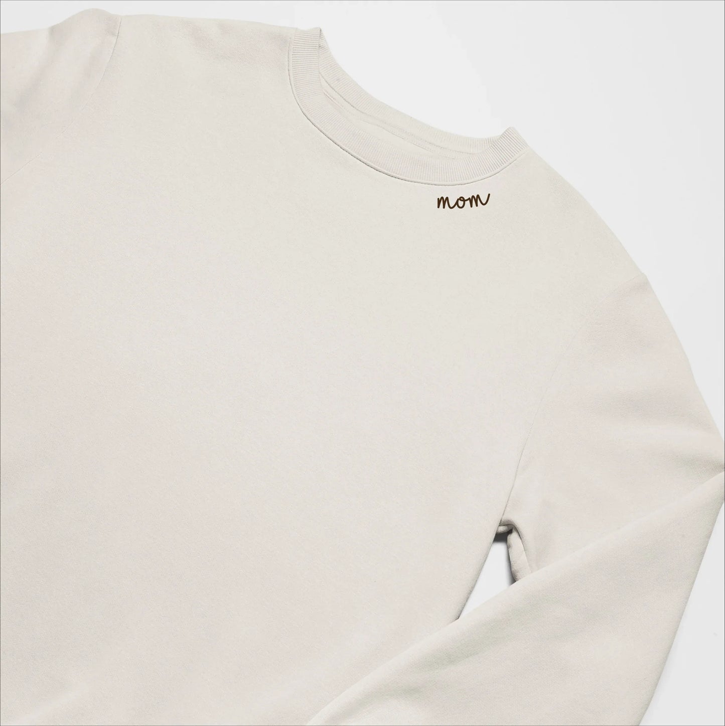 Embroidered Collar Organic Cotton Sweatshirt "Mom" - Aslook.com