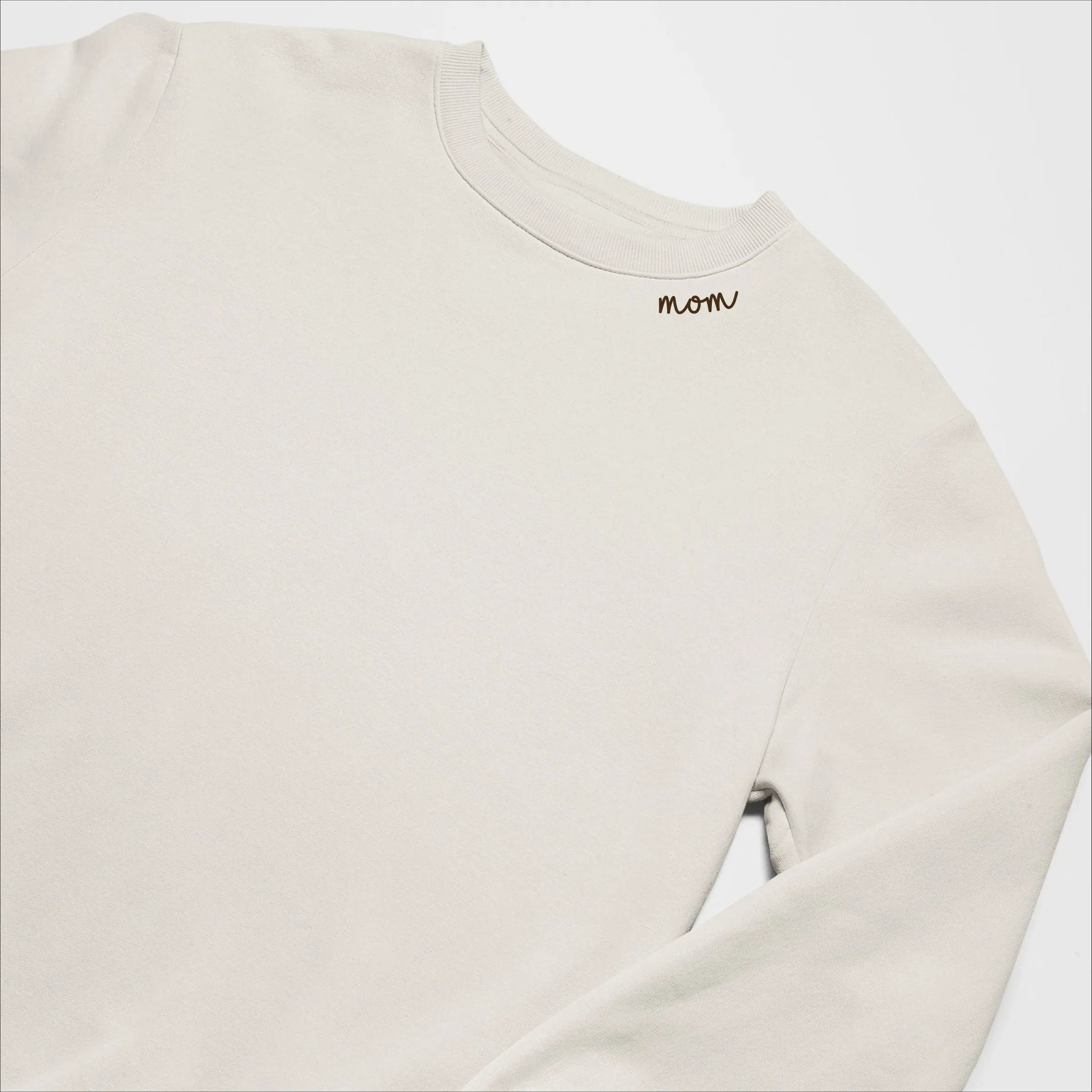 Embroidered Collar Organic Cotton Sweatshirt "Mom" - Aslook.com