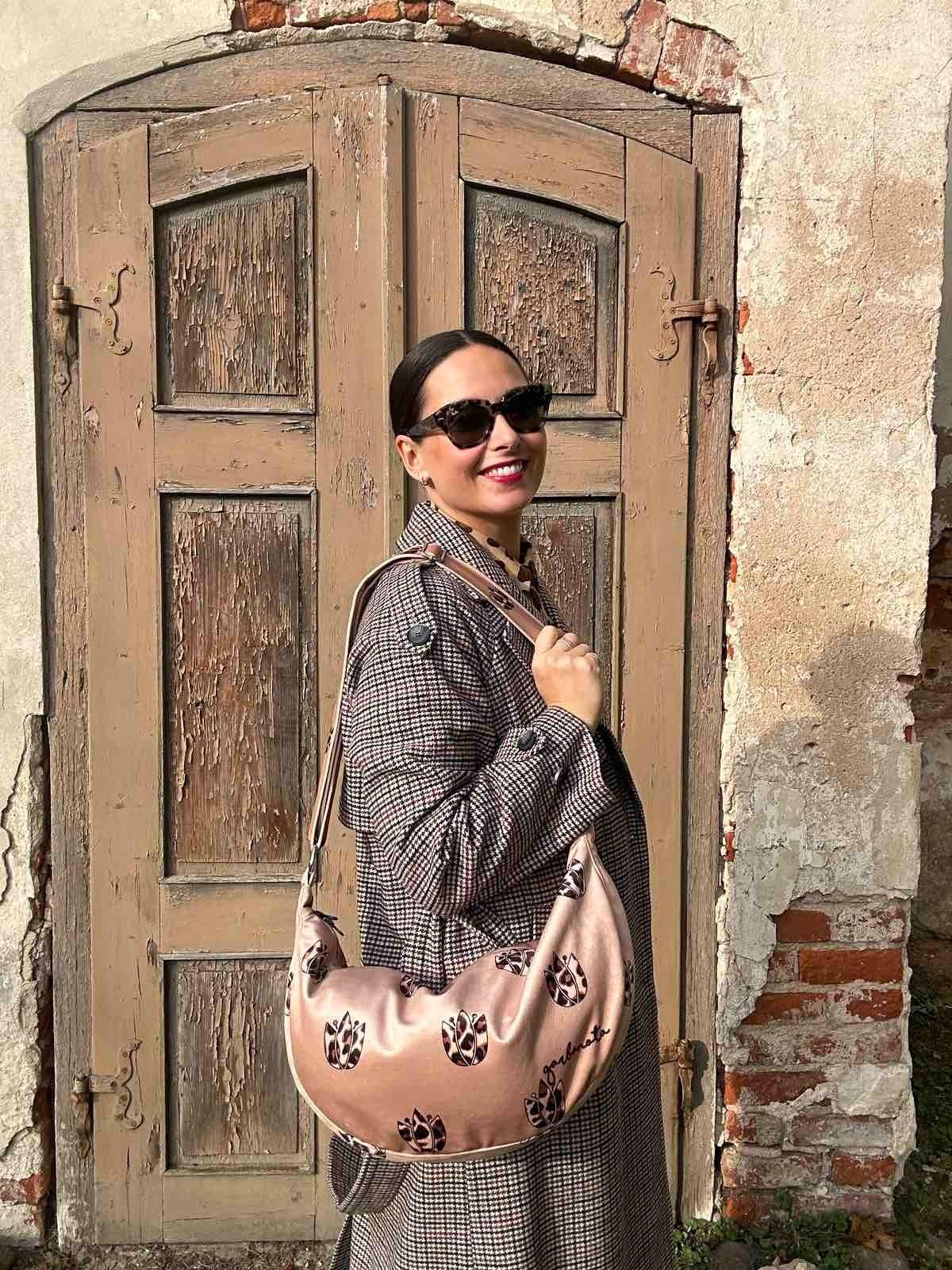 Hobo Bag - Brown Leopard Tulips - Aslook.com