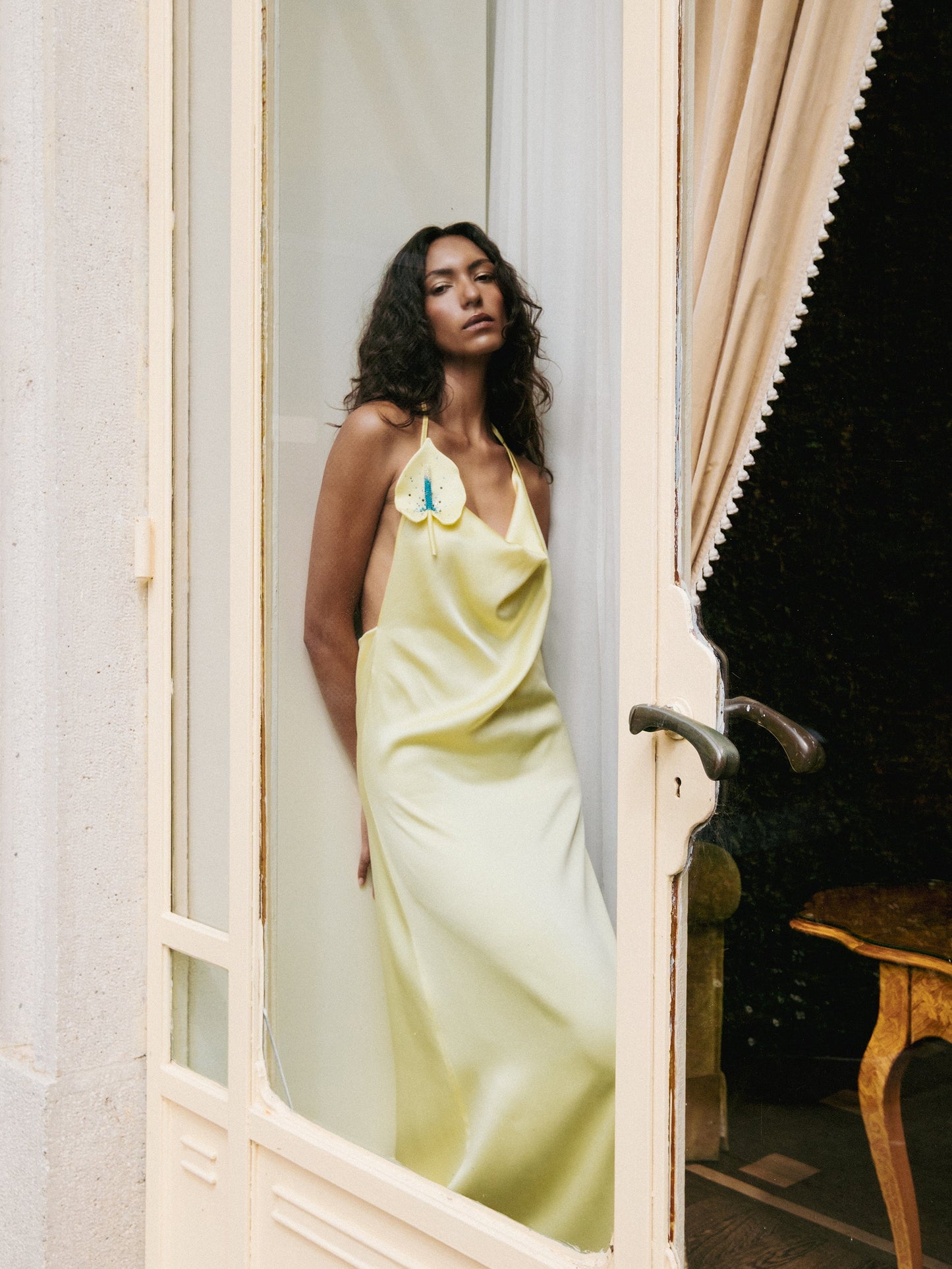 Rachel-Kleid in Kamille – Midikleid aus Cady-Stoff