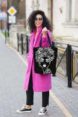 HANDBAG NAOMI WITH FLORAL HAIRCUT - BLACK - Aslook.com