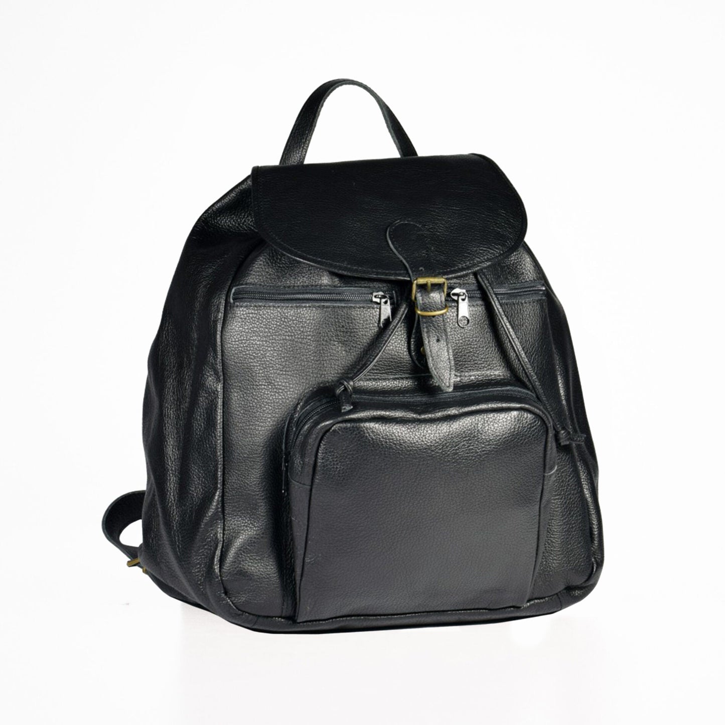 Handmade Leather Backpack 95-38 - Black